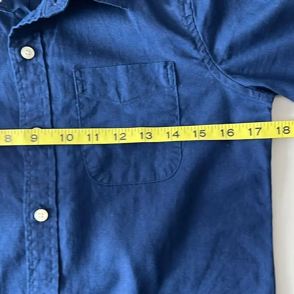 GAP Blue Button Down Shirt Long Sleeve Linen Cotton Blend